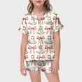 thumbnail image 2 of Likimi Toddler Child Girls Halloween Pajamas Set Short Sleeve Hallowmas Ghost Print Lapel Button Down Pjs Tops With Shorts For Party Comfort Homewear, 2 of 4