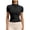 Black women high neck tunic top a1, variant on SSZMDLB Women High Neck Short Sleeve Zip Up Tunic Tops Summer Casual Workout Tee Shirt Fashion Solid Basic Tshirt Yoga Clothes, Brown XL
