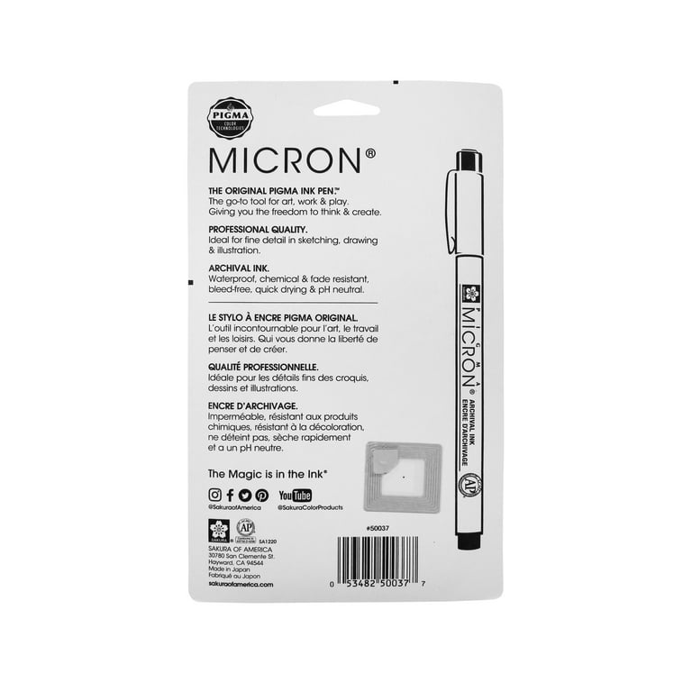 Notions - Pigma Micron Pen - Black - Size 3 - 0.15 Line