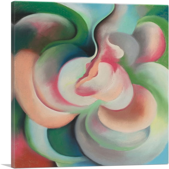 ARTCANVAS Pink and Green 1922 Canvas Art Print by Georgia O-Keeffe - Size: 18" x 18" (0.75" Deep)