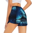 thumbnail image 3 of Bixox Women's Hawaiian Beach Pirate Moon pattern 2 in 1 Running Shorts - Lightweight Athletic Workout Gym Yoga Shorts Liner with Pockets - Large, 3 of 5