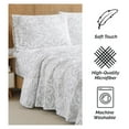 thumbnail image 4 of Winter Brush Collection, 4-Piece Cal King Bed Sheets, 14" California King Size Sheets Deep Pocket Set, Fitted and Flat Sheet Set, Pillow Cases, White Sheets, Grey Flowers, 4 of 9