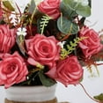 thumbnail image 3 of Artificial Flowers,Faux Flower in Vase Decor, Silk Rose Fake Flower Arrangements Bouquets with Vase,Table Centerpieces Living Dinning Coffee Kitchen（Red）, 3 of 7