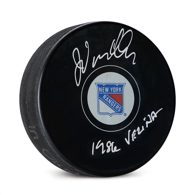 John Vanbiesbrouck Rondelle des New York Rangers Signée avec Note 1986 Vezina