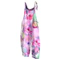 thumbnail image 2 of Floral Boho Cotton Linen Summer Overalls for Women Hippie Jumpsuit Print Spaghetti Strap Rompers Pink 2XL, 2 of 4