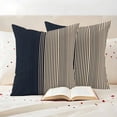 thumbnail image 3 of Navy Blue Black Stripe Outdoor Waterproof Pillow Covers, Contemporary Clean-lined Abstract Decorative Square Throw Pillowcase Sofa Cushion Sham for Patio/Couch/Chair, 24"x24" 2 Pack, 3 of 8