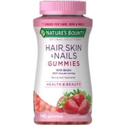 Nature's Bounty Hair, Skin, and Nails with Biotin Optimal Solutions, Multivitamin Supplement, Strawberry Gummies, 2500 mcg, 140 ct (Pack of 2)