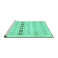 thumbnail image 2 of Ahgly Company Machine Washable Indoor Square Solid Turquoise Blue Modern Area Rugs, 8' Square, 2 of 4