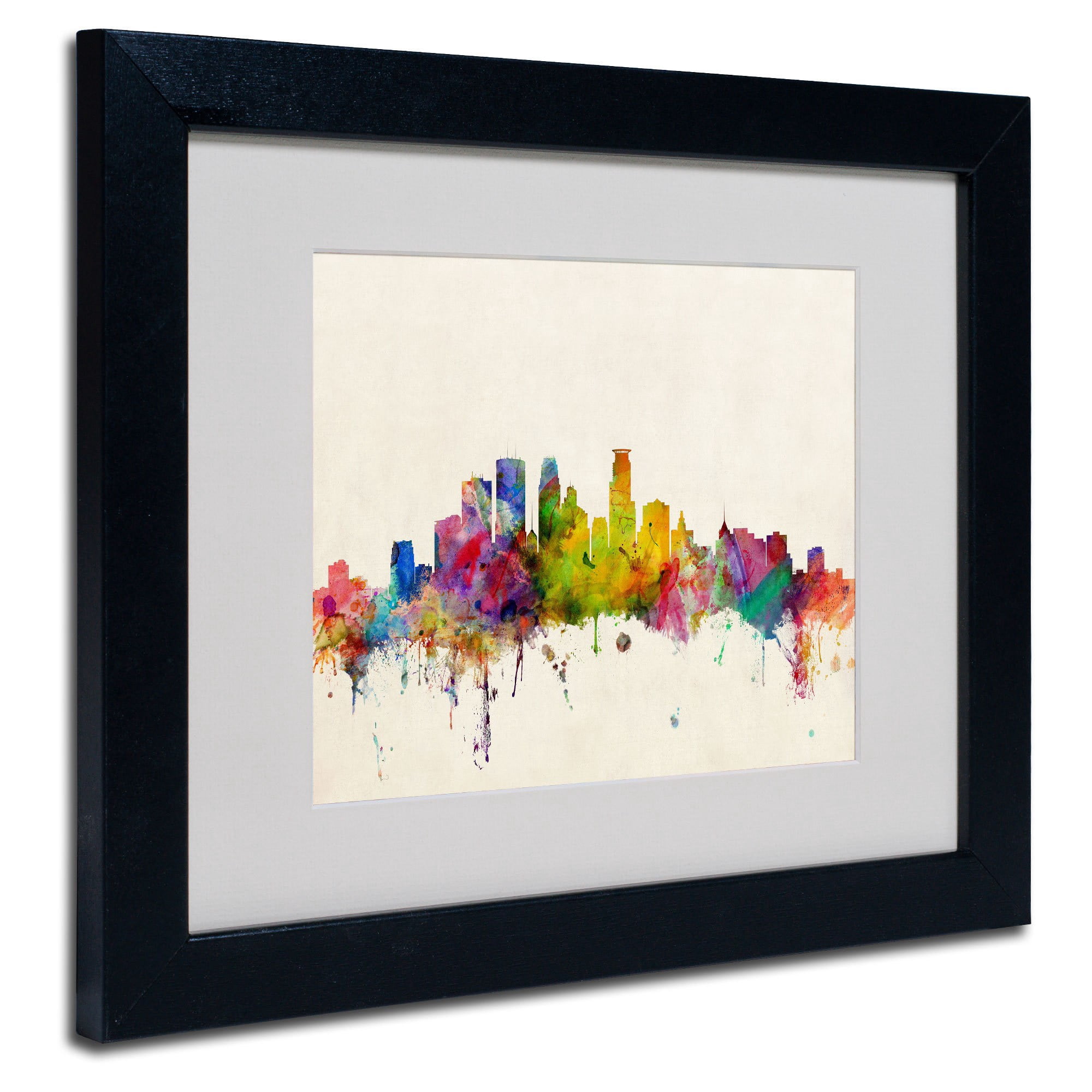 Trademark Fine Art "Minneapolis, Minnesota" Canvas Art by Michael Tompsett, Black Frame