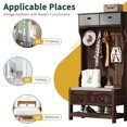 thumbnail image 5 of Modern Shoe Rack with Hooks and Removable Storage Boxes, Entryway Bench with Drawers&Shelf, Hall Tree with Coat Hanger for Entrance, Hallway, Bedroom, Brown, 5 of 9