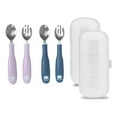 thumbnail image 1 of Hukapapa, 2 juegos de vajilla de entrenamiento para comer para niños, juego de cuchara y tenedor flexible de acero inoxidable, herramientas de alimentos complementarios, 1 of 5