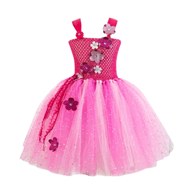 HBFAGFB Robes pour Filles Été Tricoté Creux Mode Robe Jupe en Maille Extérieur Rose Taille 9Y