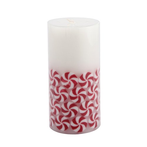 Holiday Time Peppermint Candy Pillar Candle