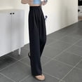 thumbnail image 2 of Pantalones holgados y elegantes de cintura alta para mujer, primavera 2024, nuevos pantalones de pierna ancha para mujer, pantalones de cintura elástica en color liso en la espalda., 2 of 6