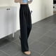 thumbnail image 2 of Pantalones holgados y elegantes de cintura alta para mujer, primavera 2024, nuevos pantalones de pierna ancha para mujer, pantalones de cintura elástica en color liso en la espalda., 2 of 6
