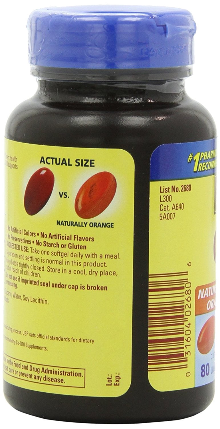 "Coq10 200 Mg, Naturally Orange,Value Size, 80-Count, Antioxidant that helps maintain heart health By Nature Made From USA"