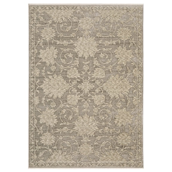 Woven Trends Aprilla Area Rug - CAP09 - 2' X 8' - in Grey - Vintage Inspired, Stain Resistant, Family and Pet Friendly, Low Pile, Entryway, and Hallway Area Rug