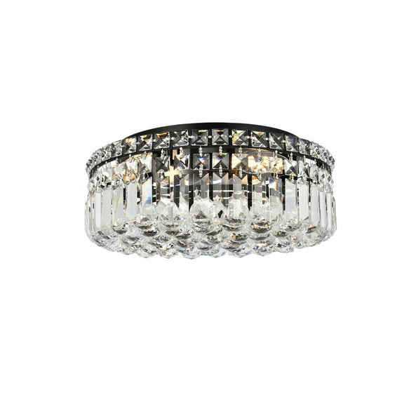 Elegant Lighting Maxime 16" Metal and Crystal Flush Mount in Black
