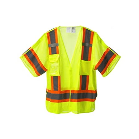 

Cordova VB3201FRXL Type R Class III Limited FR 5-Point Breakaway Vest Lime Mesh Clear Radio Pocket/Badge Holder Chest Pocket Two Inside Lower Pockets Two-Tone Reflective Tape X-Large