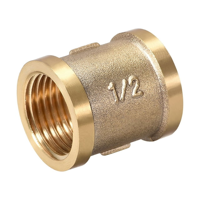 Acoplamiento de tuberías de latón 1/2 x 1/2 G hembra tono dorado 1 pieza
