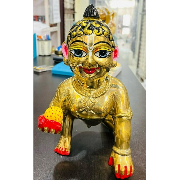 Indiancraftsbykanika Laddu Gopal 11 Inch Brass Figurine