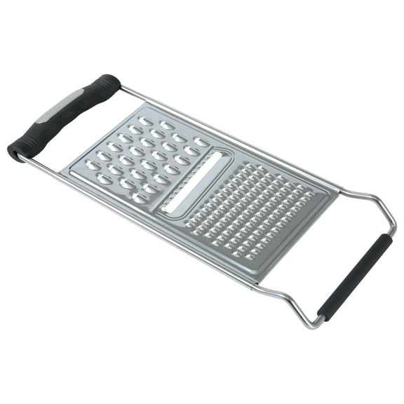 Mainstays 11" Stainless Steel Flat Grater with Soft Grip Handle and Non-Slip Base Silver