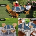 thumbnail image 4 of Blue White Daisy Round Tablecloth for 45-54 Inch Tables,Fitted Table Cover with Elastic Edge,Vintage Farmhouse Butterfly Floral Wood Waterproof Outdoor Table Cloth Protector for Patio Garden Dinner, 4 of 9