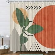 84 Inch Modern Boho Shower Curtain, Cute Abstract Contemporary Art Terracotta Print Bathroom Decorations, Aesthetic Minimalist Mid Century Decor Set, Hooks Included, Extra Long, Beige Cream
