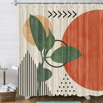 84 Inch Modern Boho Shower Curtain, Cute Abstract Contemporary Art Terracotta Print Bathroom Decorations, Aesthetic Minimalist Mid Century Decor Set, Hooks Included, Extra Long, Beige Cream
