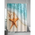 thumbnail image 5 of Summer Cyan Shower Curtain, Teal Beach Scenery Seaside Starfish Coastal Waterproof Shower Curtain Set with 12 Hooks Lightweight Washable Fabric Shower Curtains for Bathroom 48x72 Inches, 5 of 6