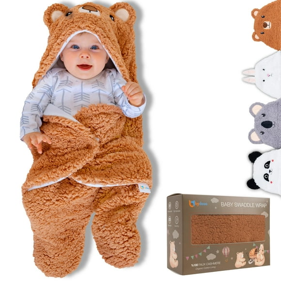 Couverture Emmaillotage Bébé Ours 0-6 Mois Mignon Organique Ultra Doux Peluche Nouveau-Né Essentiels Bébé Filles Garçons Neutre Genre, Cadeau de Registre Réception Emmaillotage Vêtements Cadeau de Douche