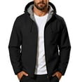thumbnail image 2 of Jessboyy Jackets for Men with Hood Fall Winter Hiking Climbing Outdoor Jacket Trendy Pockets Hooded Midweight Windbreaker Black,XXXL, 2 of 7