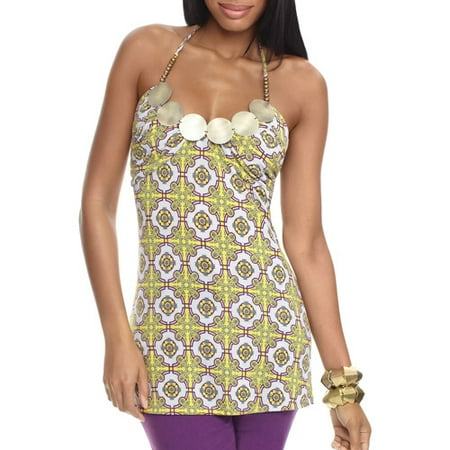 Miss Tina Women's Metal-Trim Halter Tank