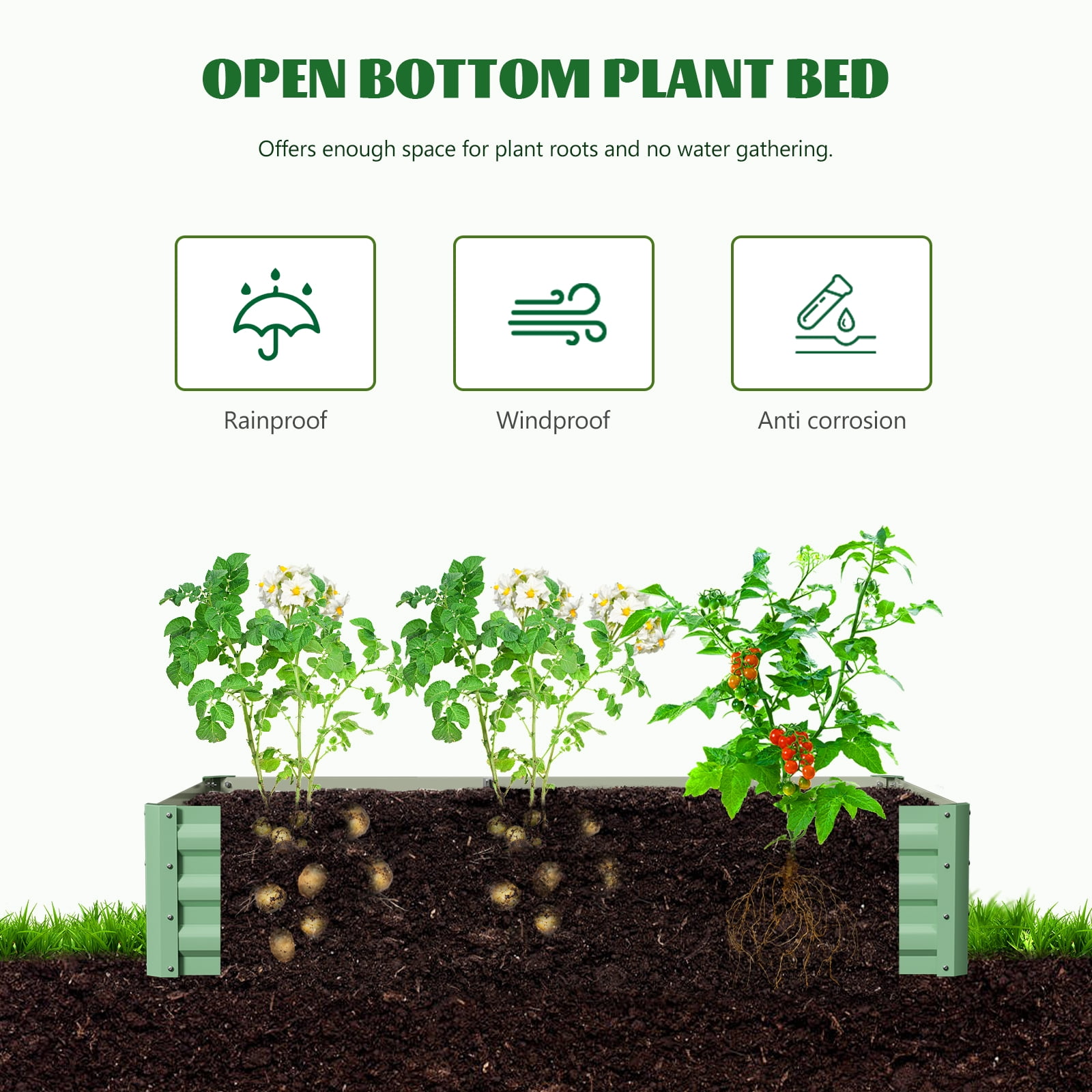 Slsy 3 in 1 Galvanized Raised Garden Bed with 85in Tall Arch Trellis for Climbing Vegetables Flowers Herbs, Metal Raised Garden Bed Kit with Trellis, Plant Ties, Climbing Supporting Netting