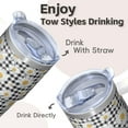 thumbnail image 4 of 20oz Tumbler with Handle, Floral Travel Coffee Mug with Straw Lid, Insulated Chinoiserie Cup, Women's Present, 4 of 5