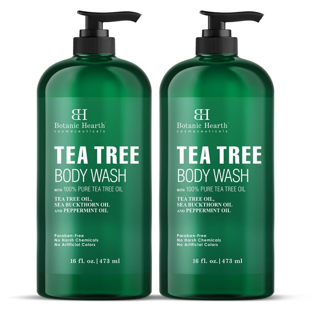 Gel de baño Botanic Hearth Tea Tree, 473 ml, alivia la picazón en la piel, 2 veces