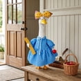 thumbnail image 4 of JHyouerji Goose Outfit Teacher Dress Costume Blue Polka Dot with Ruler Apple and Glasses for Porch Lawn Goose Statue Yard Decor, 4 of 7