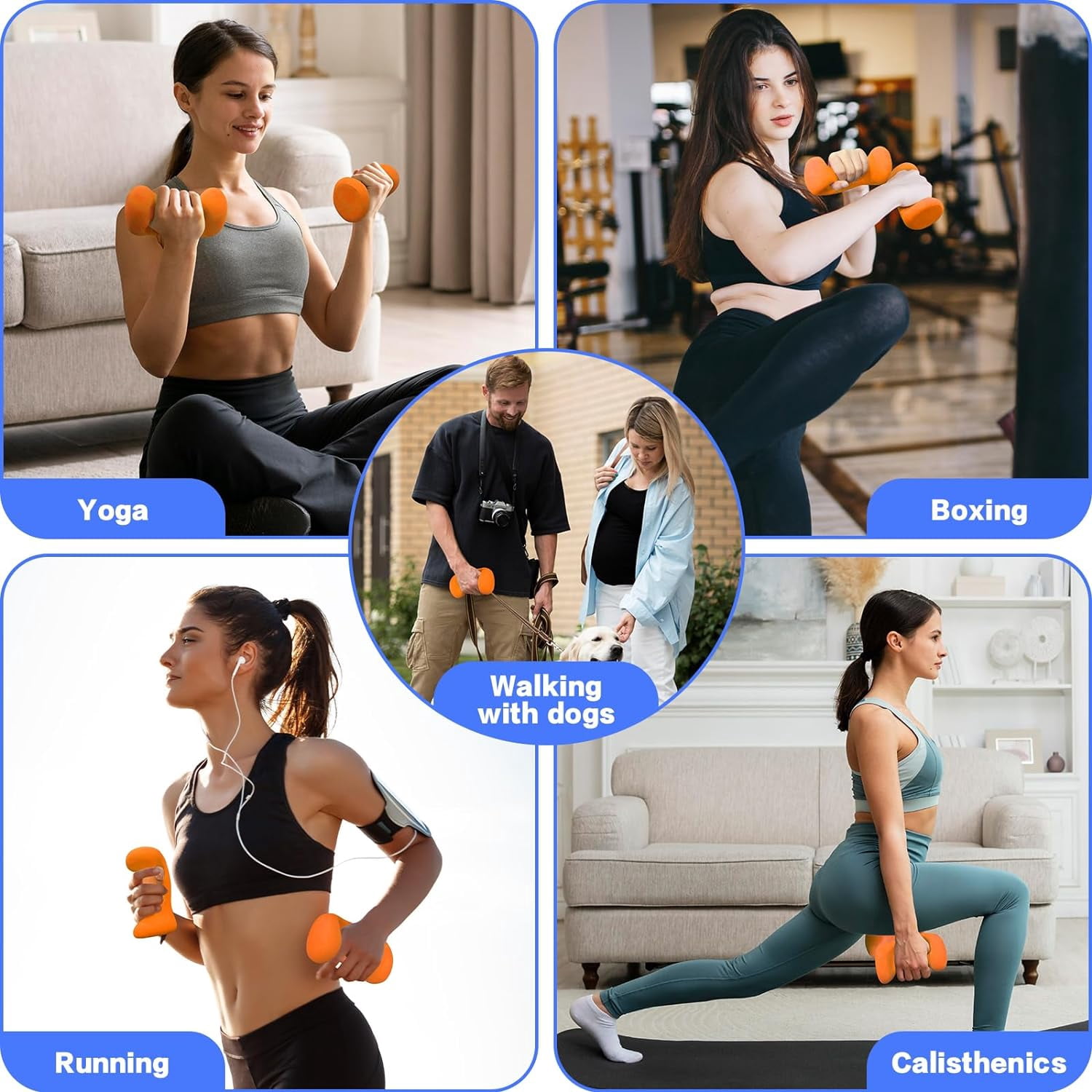 Ergonomic Dumbbells Weights Set for Women at Home, Hand Weights for Pilates, Yoga, Jogging, and Strength Training