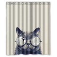 thumbnail image 1 of ABPHQTO Gato hipster con gafas de sol Cortina de ducha Cortina de ducha impermeable 150x180 cm, 1 of 2