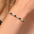 thumbnail image 5 of Gem Stone King 925 Silver and 10K Yellow Gold White Moissanite and Black Diamond Bracelet for Women | 2.00 Cttw | Gemstone Birthstone | Round 4MM | Adjustable up to 9 inch, 5 of 8