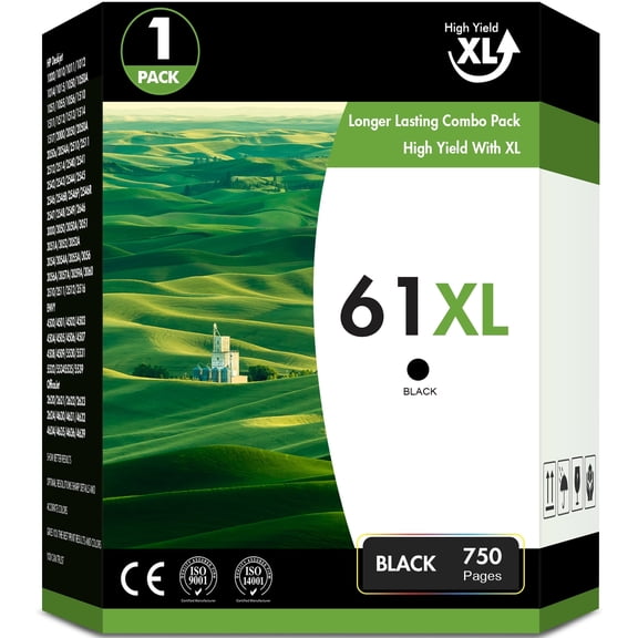 61XL Ink Cartridges Black for Printer 61 Ink Cartridge Compatible for HP 61 Ink Cartridge Combo Pack Work with HP Envyw 4500 4501 Deskjet 2541 1-Pack