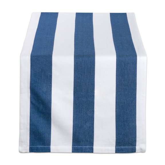 DII Dobby Stripe 18x72" Table Runner, Navy/White