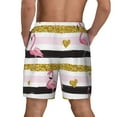 thumbnail image 4 of Goofa Gold Glittering Hearts and Flamingos Printed Men's Swim Trunks Board Shorts Quick Dry Mens Swimming Trunks with Compression Liner,Breathable Fit Hawaii Beach Shorts-Medium, 4 of 9