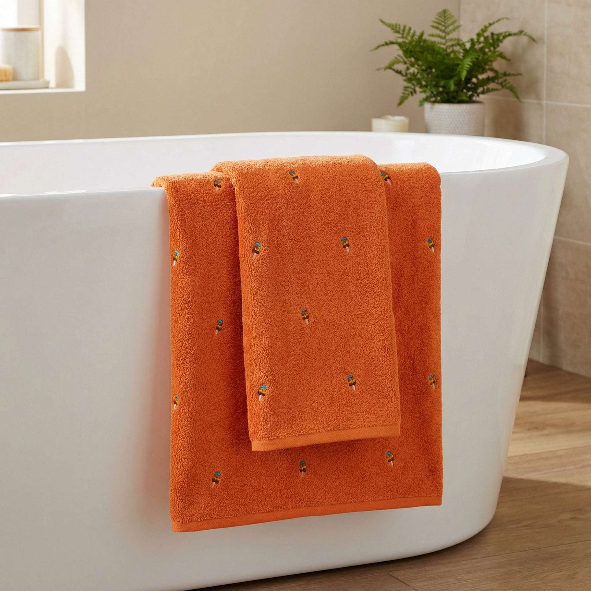 Unique Bargains Soft Absorbent Bath Towel 2 Pack Orange 55"x28"