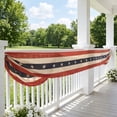 thumbnail image 5 of YZZZJZQL 2PCS Vintage Distressed Star Stripe Patriotic Banner Red White Blue Flag Swag for Porch Railing Table Decor, 4th of July USA Independence Day Indoor Outdoor Party Hanging Ornament, 5 of 6