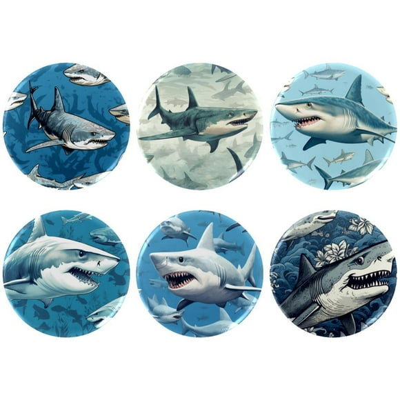 Shark Badges with Pins for Backpacks Parties Ties Hats Corporate Events Personalized Custom Photo Text Logo Button