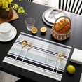 thumbnail image 3 of Aqua Stripe Placemats Set of 12, Modern Abstract Art Black Striped Rustic Placemats for Dining Table, Place Mats for Kitchen Tabletop, Waterproof Wipeable Dining Table Mats Set, 3 of 9