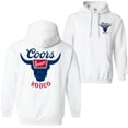 thumbnail image 1 of Coors Rodeo Front and Back Logo White Sweatshirt Hoodie-Large, 1 of 3