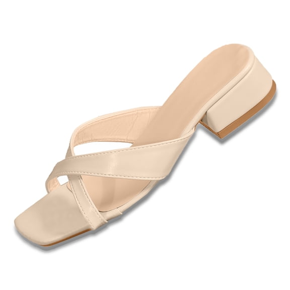 Wovix Women's Open Toe Low Block Heels Kitten Dressy Shoes Low Heel Sandals Summer Comfy Sandals