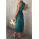 thumbnail image 3 of Vestido PRETTYGARDEN Satén Sin Mangas Cuello Simulado Maxi Verde Oscuro Talla L, 3 of 8